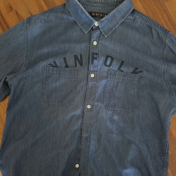 IYKYK Kinfolk brand from Brooklyn and Japan. XL cotton button down denim look - Picture 2 of 3